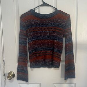 Striped Knit Sweater in Orange and Blue